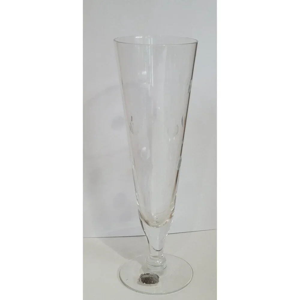 Vintage Mountaineer Etched Crystal Pilsner Glasses Set Of 4 Coin Dot Design Eleg - Picture 3 of 7